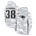Punc NE.Patriots #38 Rhamondre Stevenson Player Arctic Camo Salute to Service Pullover Hoodies Limited Game Stitched Jerseys