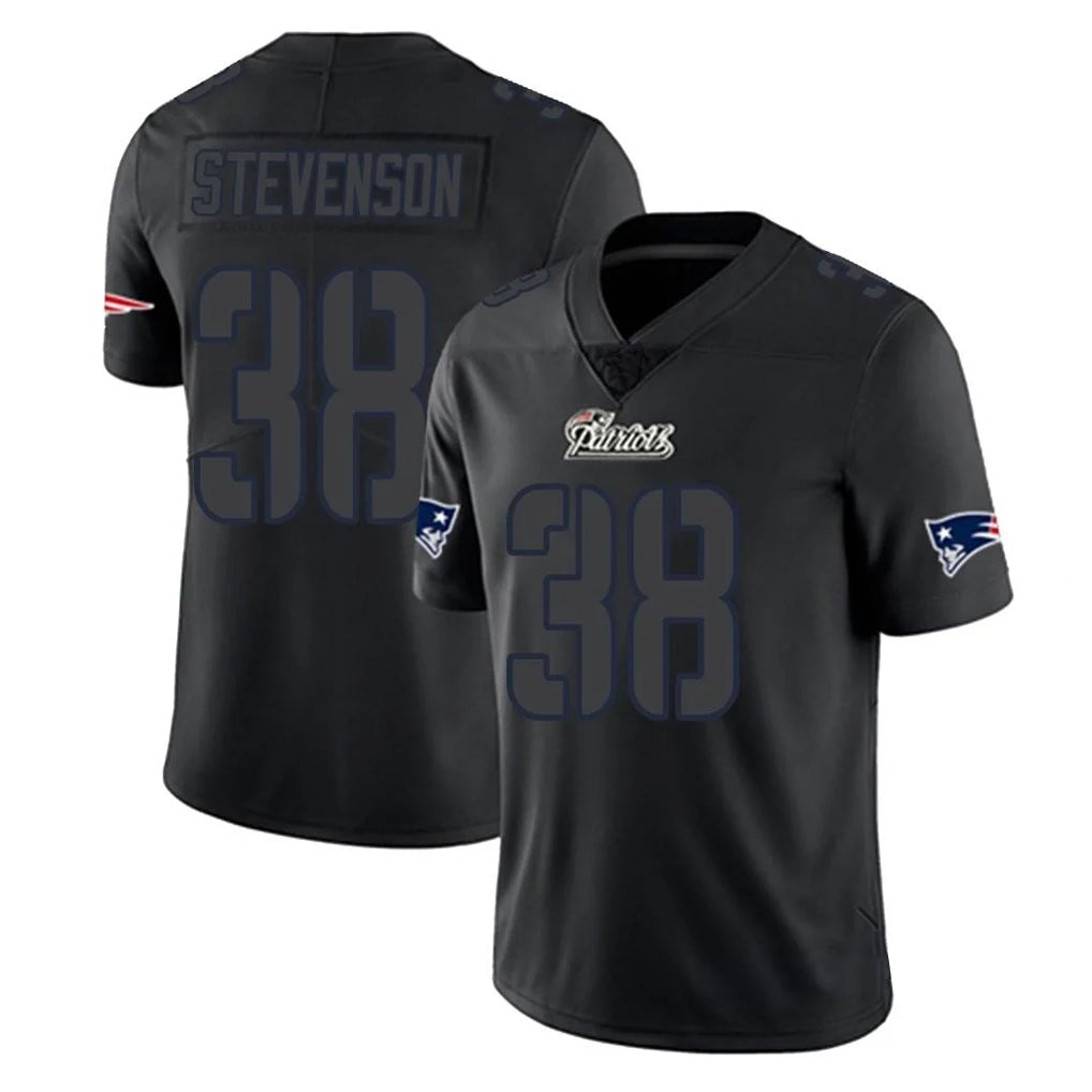 Punc NE.Patriots #38 Rhamondre Stevenson Player Black Impact LImited Home Game Stitched Jerseys