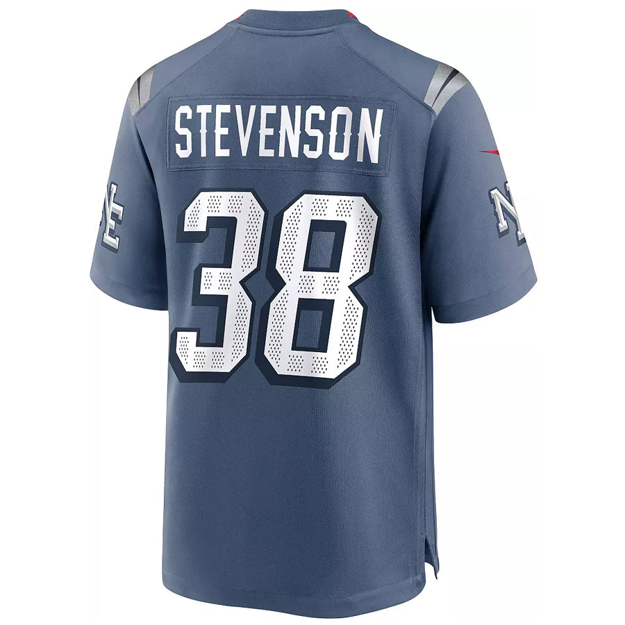 Punc NE.Patriots #38 Rhamondre Stevenson Player Storm Blue Rivalries Collection Game Stitched Jerseys