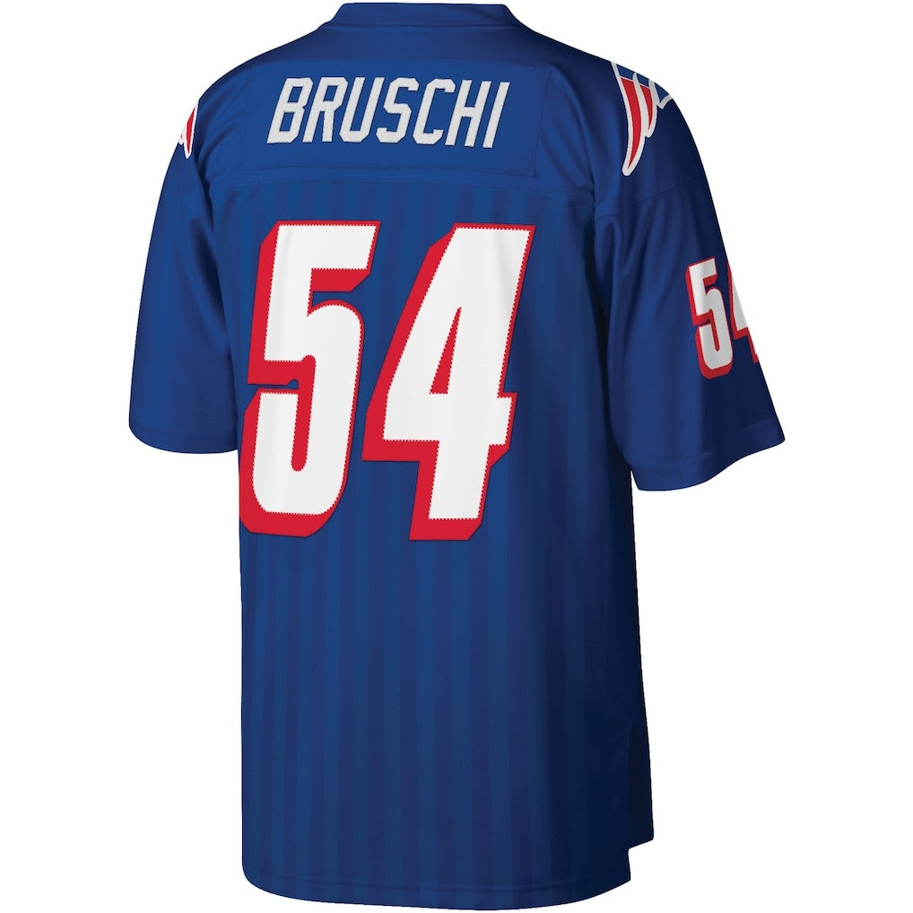 Punc NE.Patriots #54 Tedy Bruschi Mitchell & Ness Royal Legacy Replica Stitched Jerseys