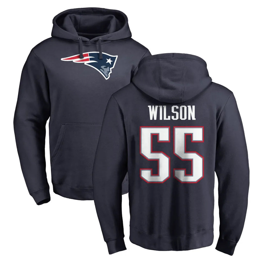 Punc NE.Patriots #55 Jared Wilson Player Navy LOGO Pullover Hoodies Home Game Stitched Jerseys