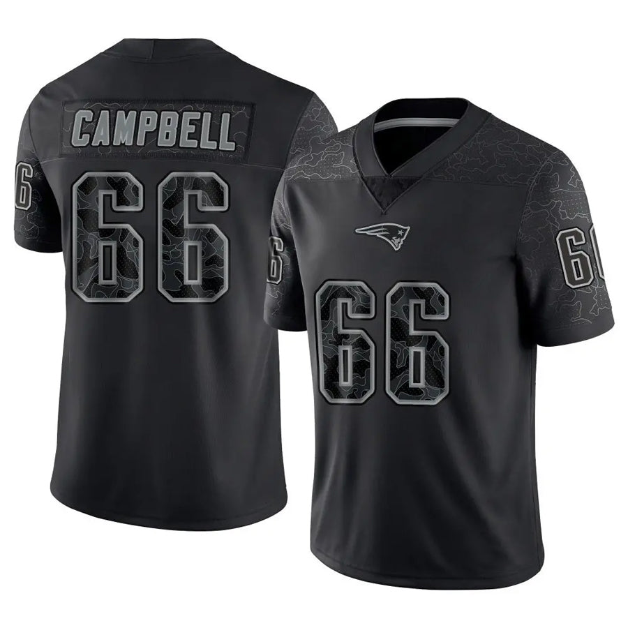 Punc NE.Patriots #66 Will Campbell Player Black Reflective Limited Stitched Jerseys