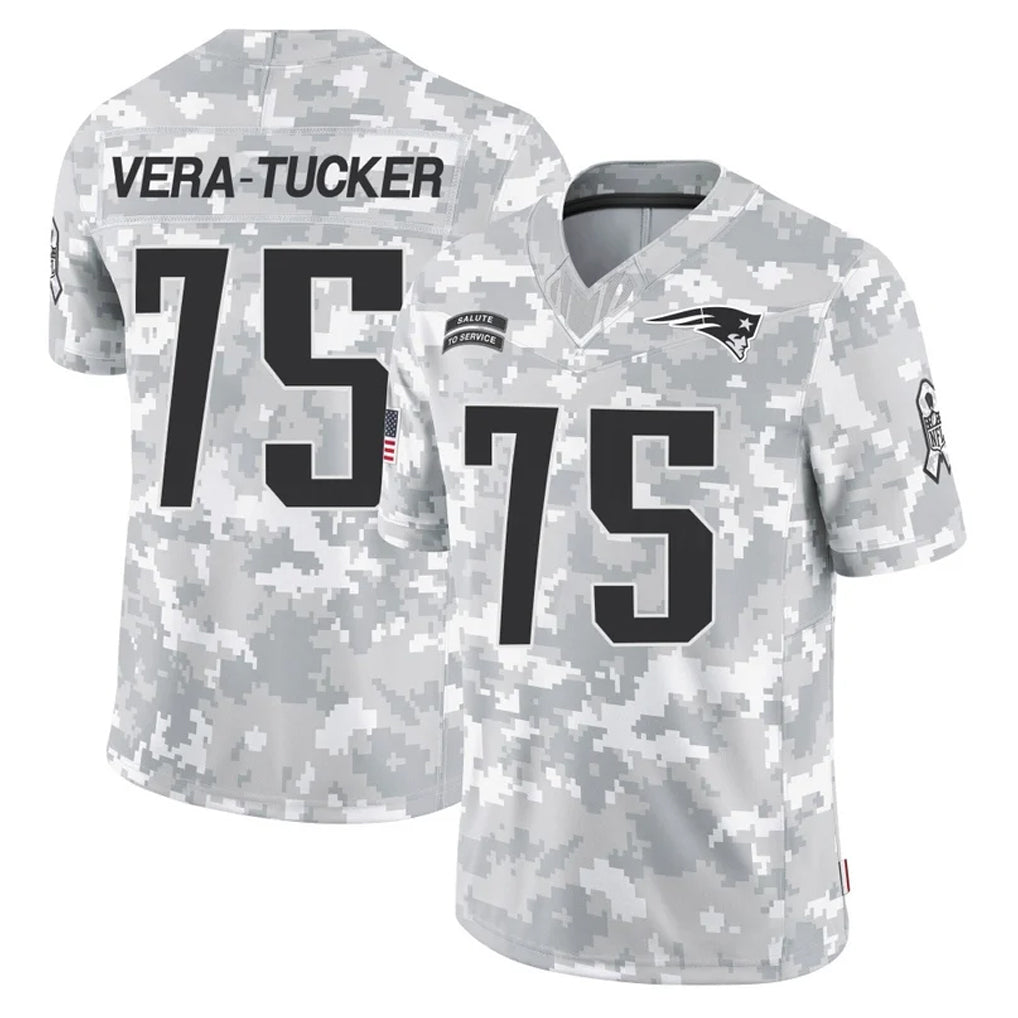 Punc NE.Patriots #75 Alijah Vera-Tucker Player Arctic Camo Salute To Service Limited Game Stitched Jerseys