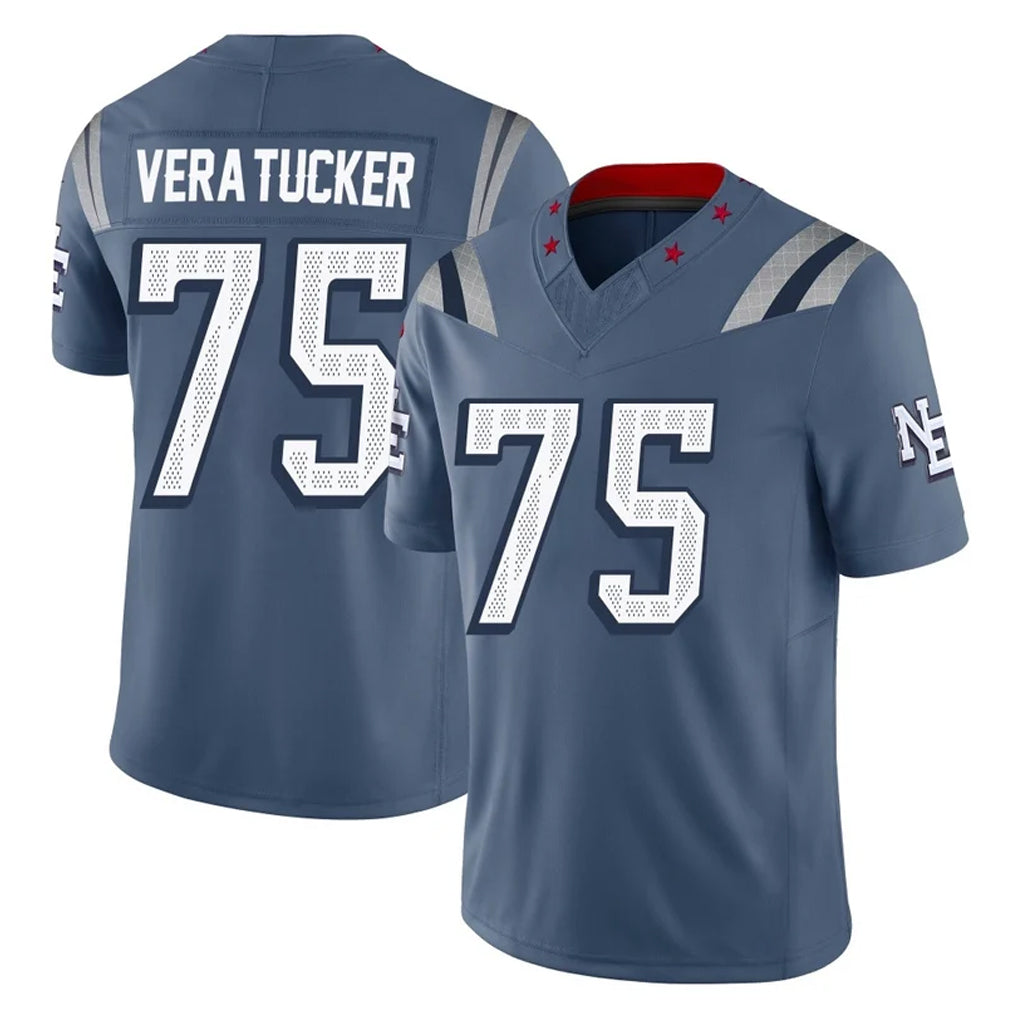 Punc NE.Patriots #75 Alijah Vera-Tucker Player Blue Limited Rivalries Collection Home Game Stitched Jerseys
