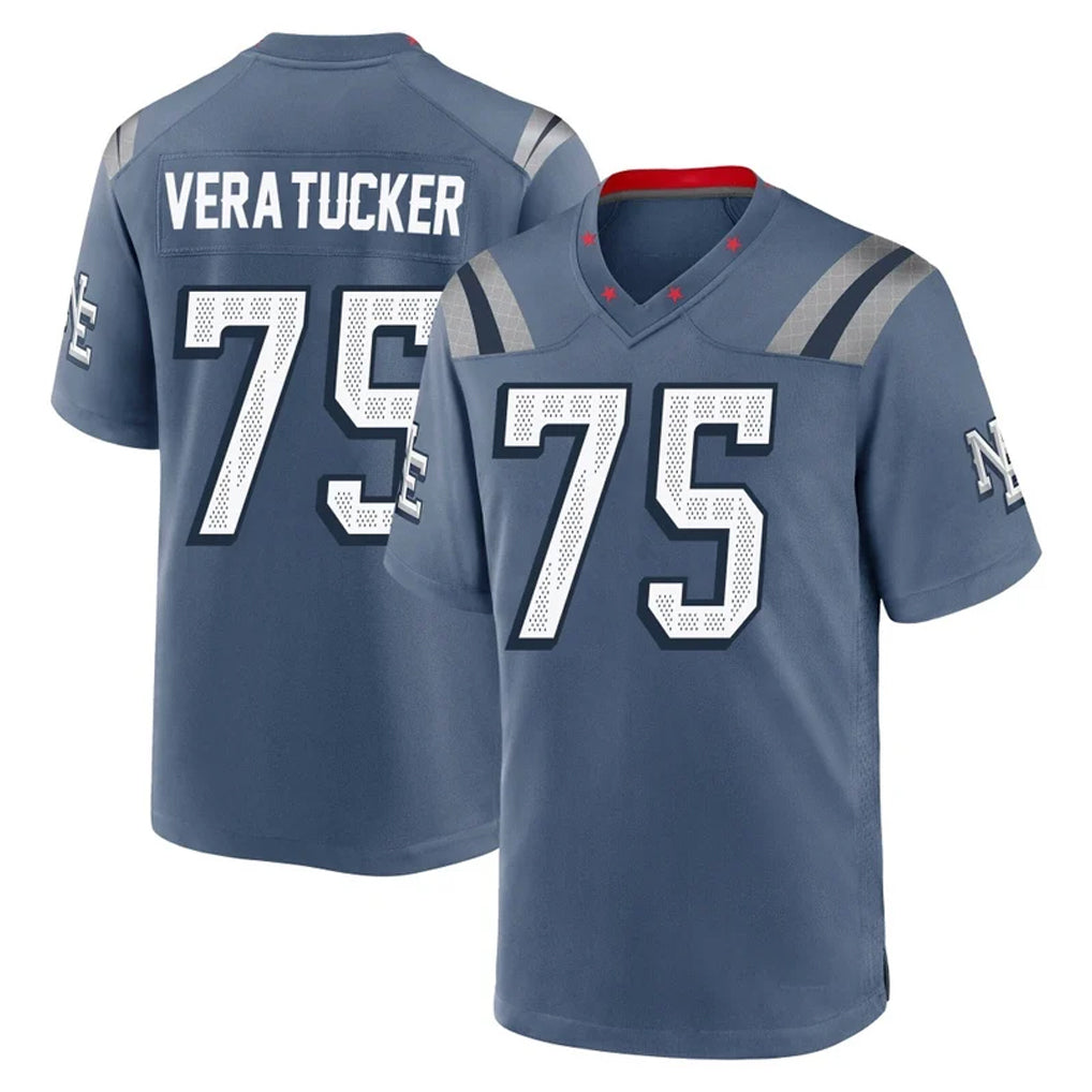 Punc NE.Patriots #75 Alijah Vera-Tucker Player Blue Rivalries Collection Home Game Stitched Jerseys