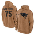 Punc NE.Patriots #75 Alijah Vera-Tucker Player Brown Salute to Service Pullover Hoodies Limited Game Stitched Jerseys