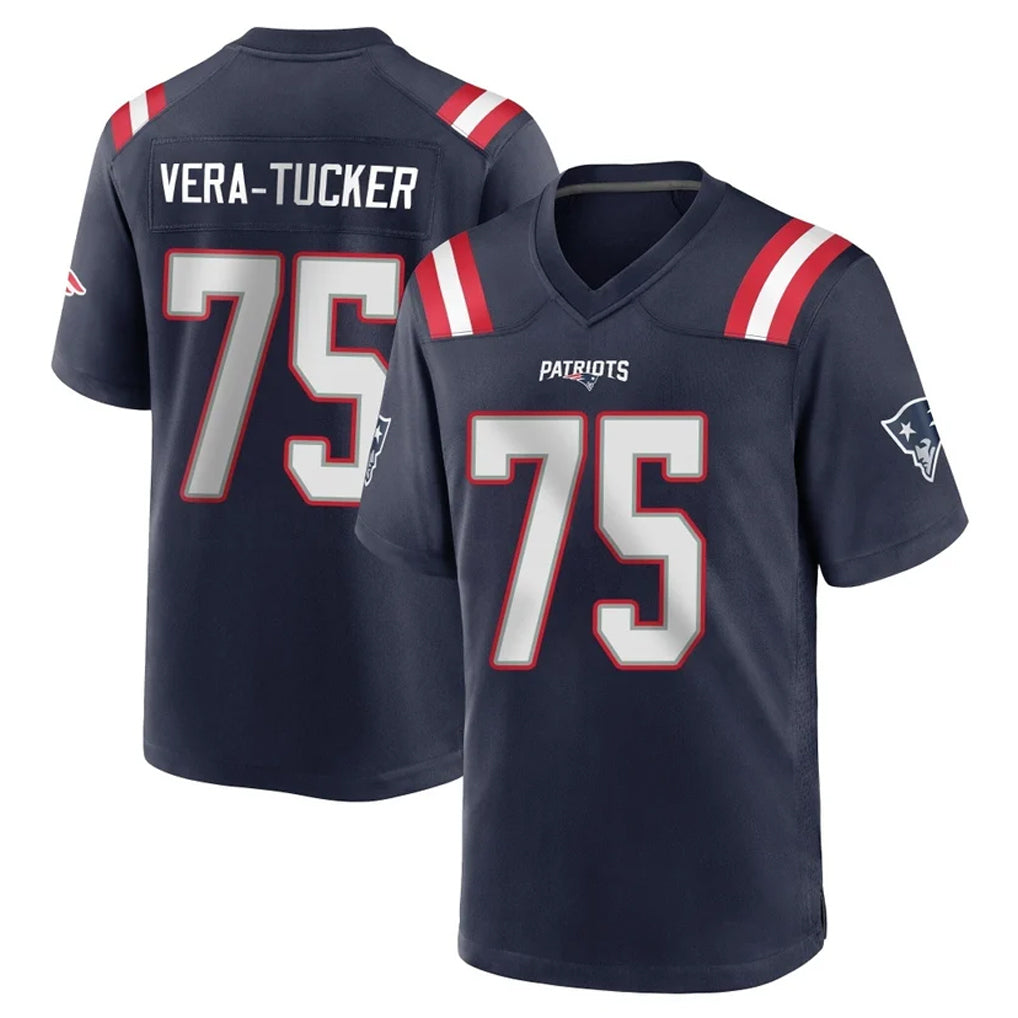 Punc NE.Patriots #75 Alijah Vera-Tucker Player Navy Home Game Stitched Jerseys