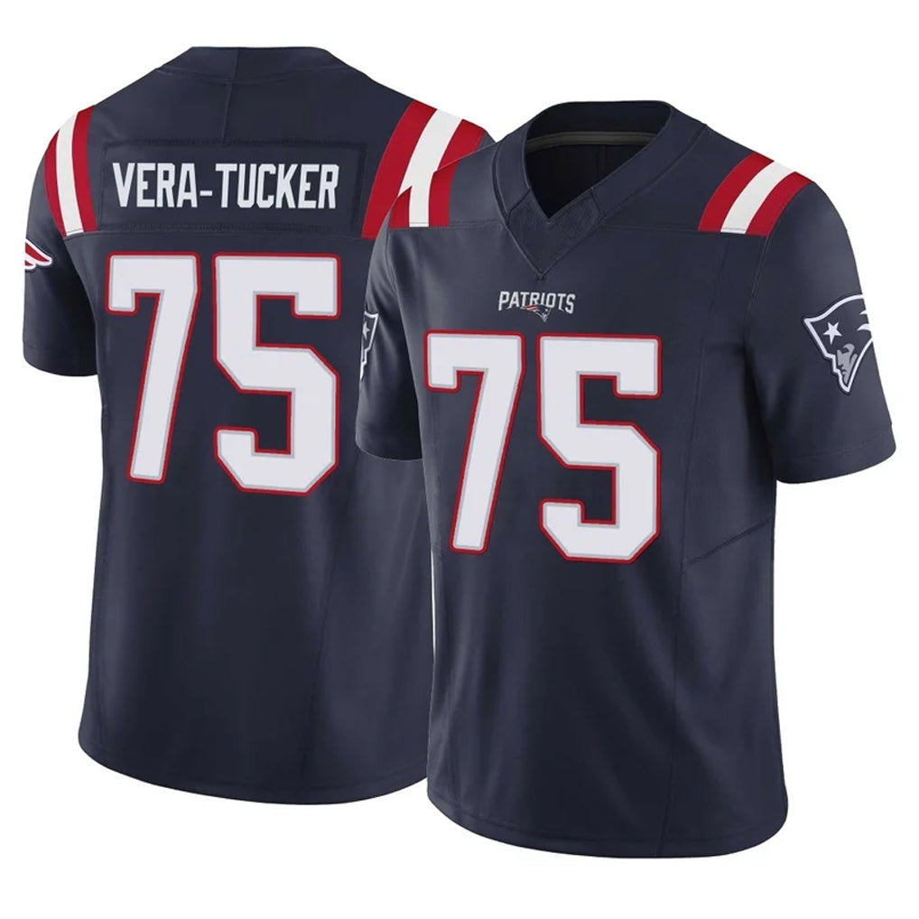 Punc NE.Patriots #75 Alijah Vera-Tucker Player Navy Limited Vapor F.U.S.E. Home Game Stitched Jerseys