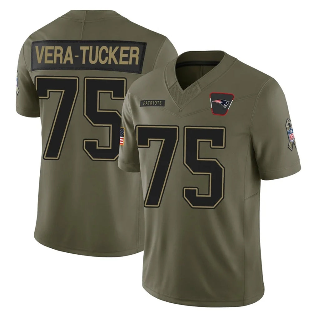Punc NE.Patriots #75 Alijah Vera-Tucker Player Olive 2025 Salute To Service Limited Stitched Jerseys