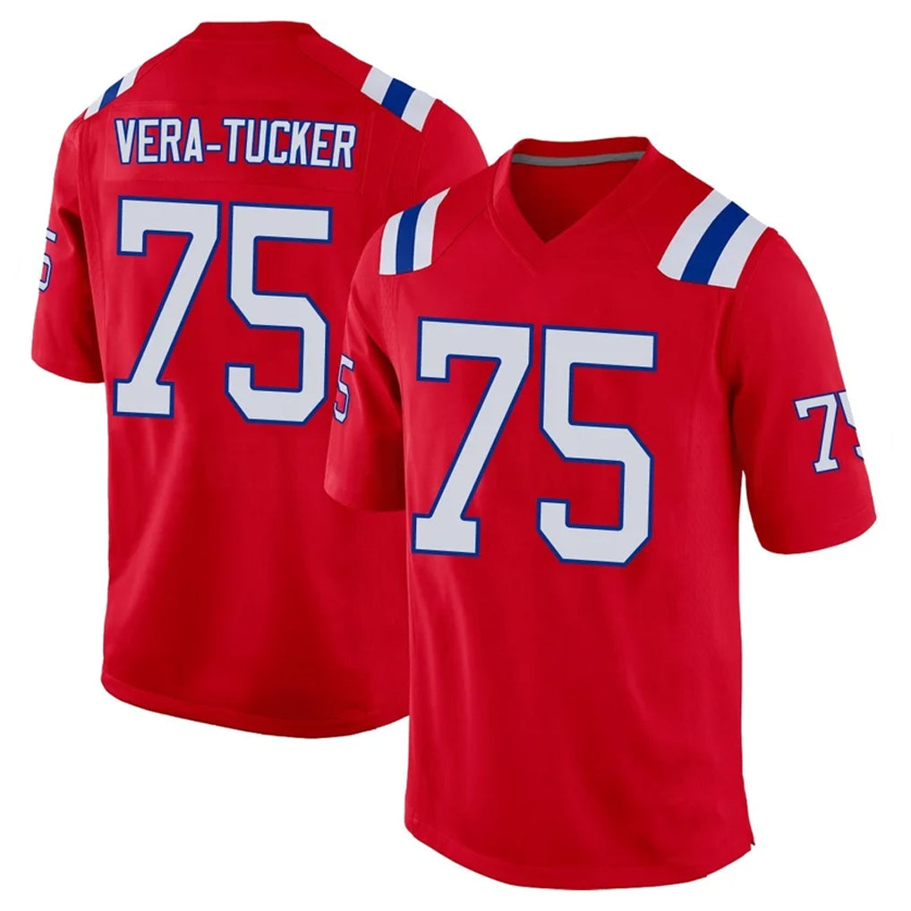 Punc NE.Patriots #75 Alijah Vera-Tucker Player Red Home Game Stitched Jerseys