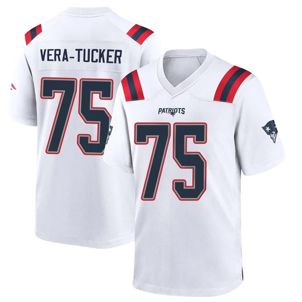 Punc NE.Patriots #75 Alijah Vera-Tucker Player White Home Game Stitched Jerseys
