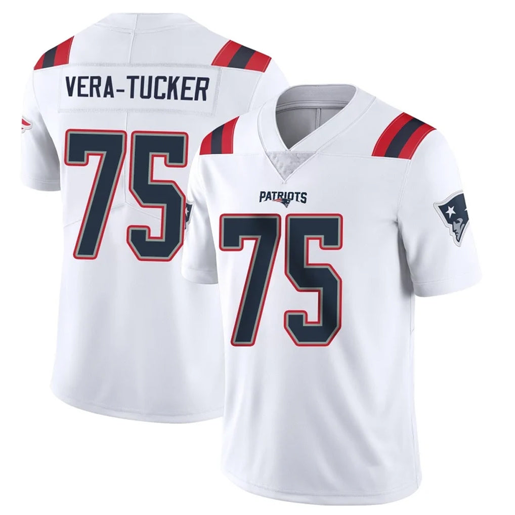 Punc NE.Patriots #75 Alijah Vera-Tucker Player White Vapor Untouchable Home Game Stitched Jerseys