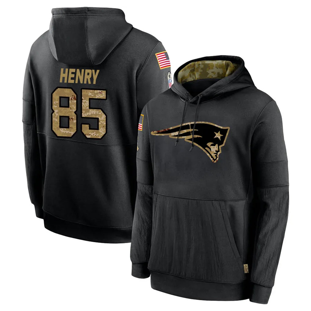 Punc NE.Patriots #85 Hunter Henry Player Black Salute to Service Hoodies Limited Game Stitched Jerseys