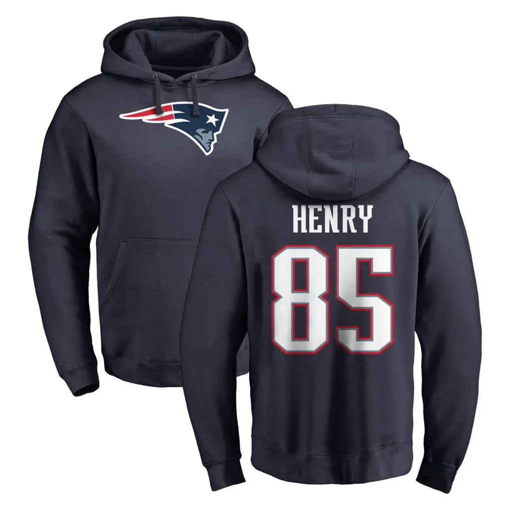 Punc NE.Patriots #85 Hunter Henry Player Navy LOGO Pullover Hoodies Home Game Stitched Jerseys