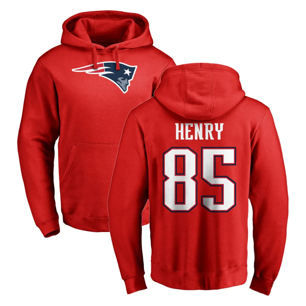 Punc NE.Patriots #85 Hunter Henry Player Red LOGO Pullover Hoodies Home Game Stitched Jerseys
