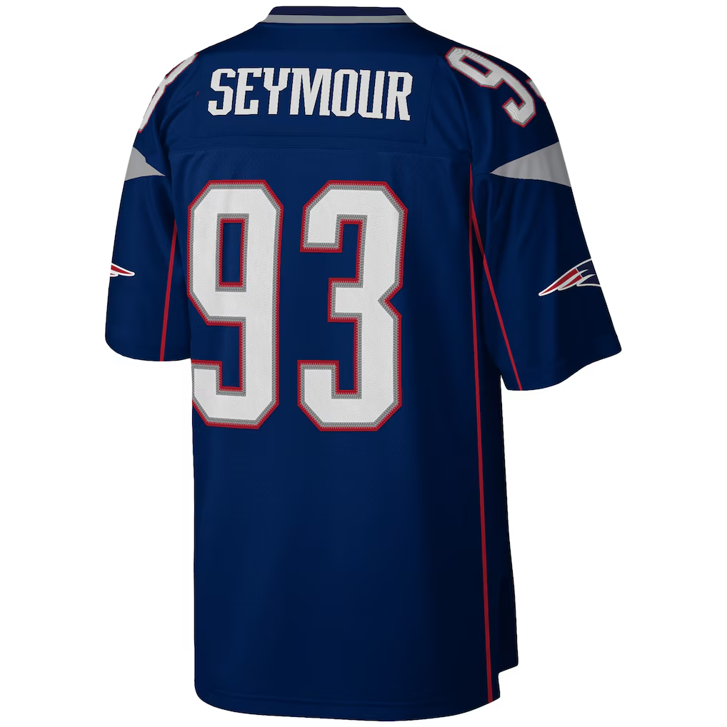 Punc NE.Patriots #93 Richard Seymour Mitchell & Ness Navy Legacy Replica Stitched Puhic Jersey