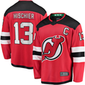 Punc N.Jersey Devils #13 Nico Hischier Red Captain Patch Home Breakaway Jerseys