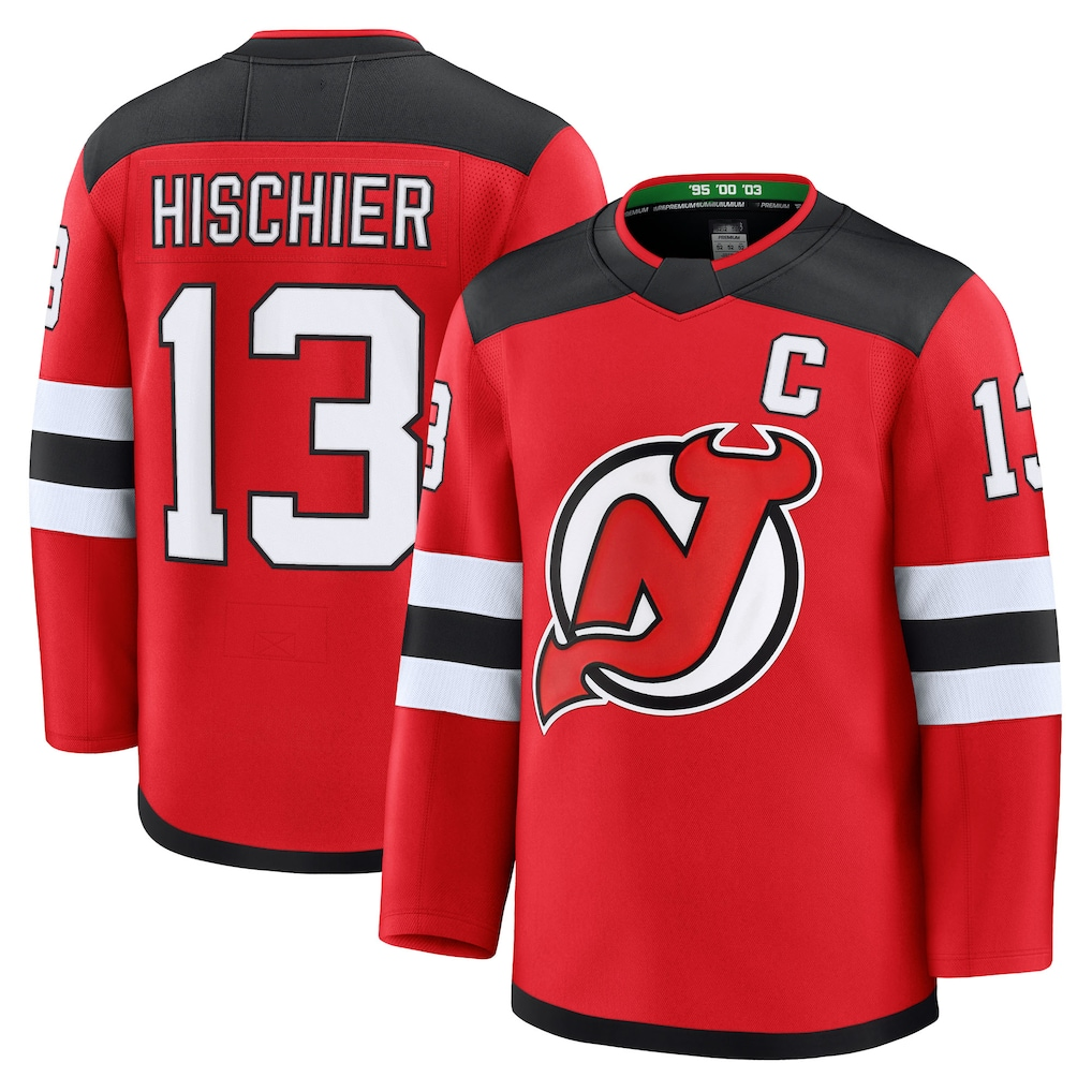 Punc N.Jersey Devils #13 Nico Hischier Red Home Premium Jerseys