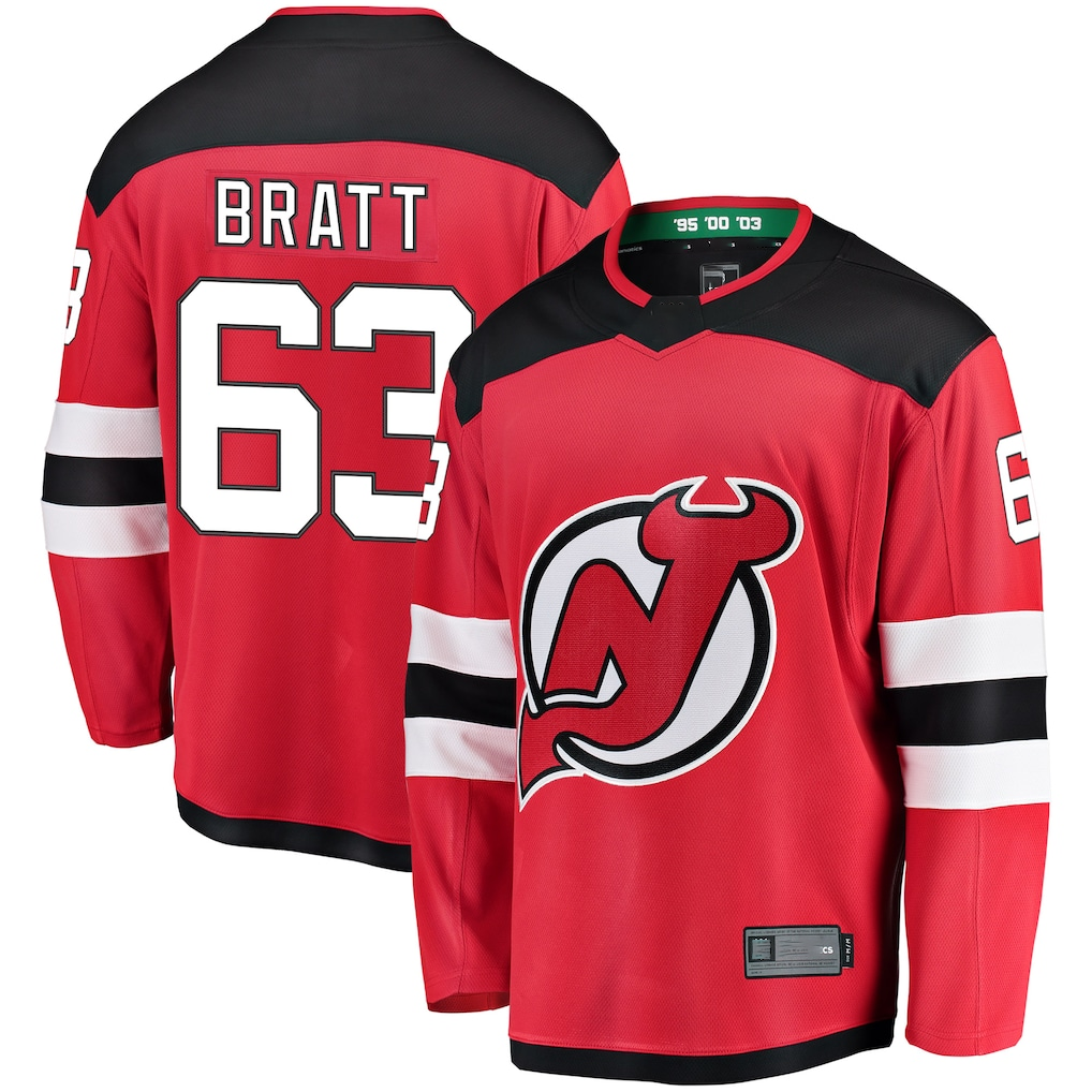 Punc N.Jersey Devils #63 Jesper Bratt Red Home Breakaway Player Jerseys