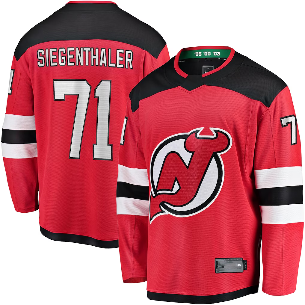 Punc N.Jersey Devils #71 Jonas Siegenthaler Red Home Breakaway Player Jerseys
