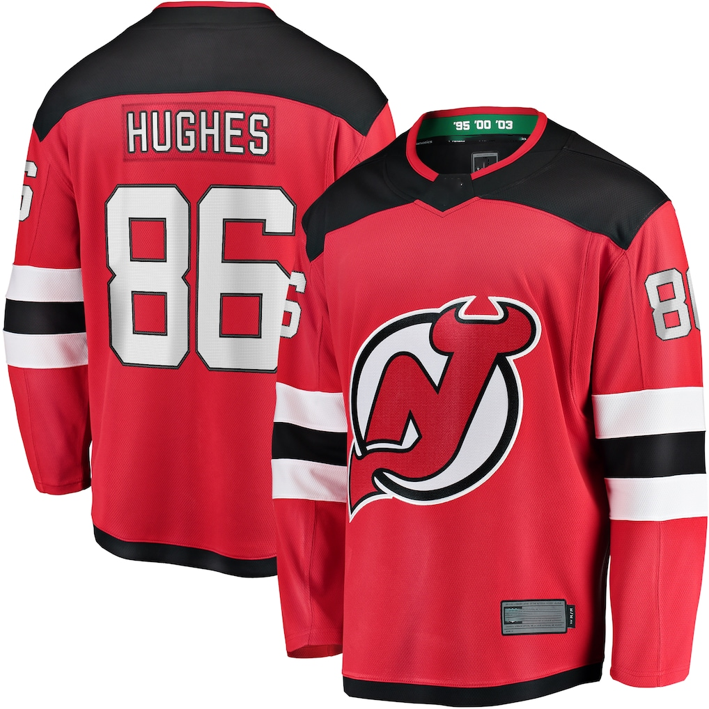 Punc N.Jersey Devils #86 Jack Hughes Red Breakaway Player Jerseys