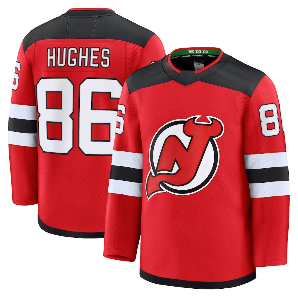 Punc N.Jersey Devils #86 Jack Hughes Red Home Premium Jerseys