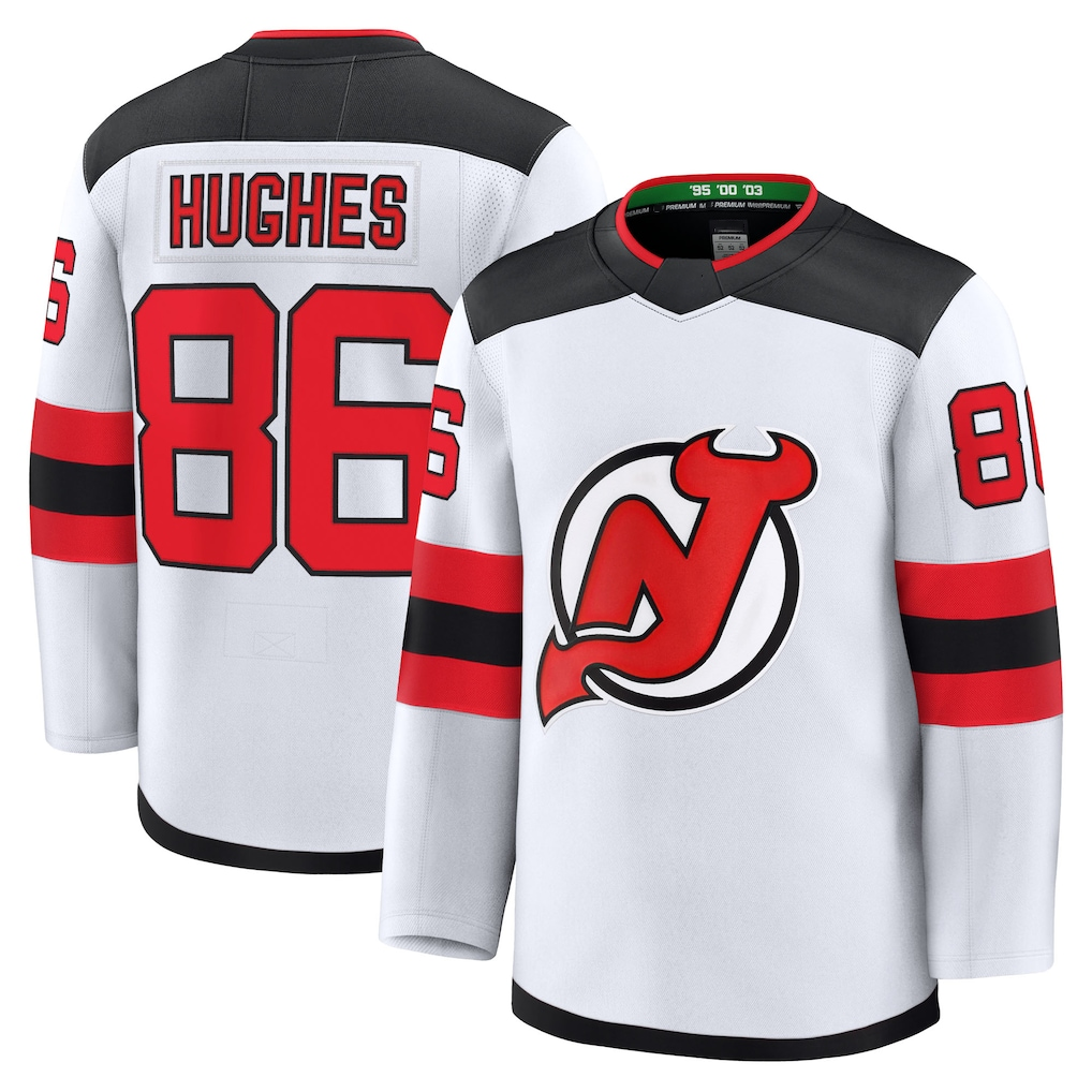 Punc N.Jersey Devils #86 Jack Hughes White Away Premium Jerseys