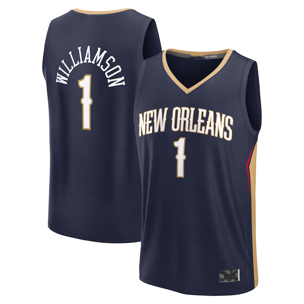 Punc NO.Pelicans #1 Zion Williamson Navy Fast Break Replica Player Stitched Jerseys- Icon Edition