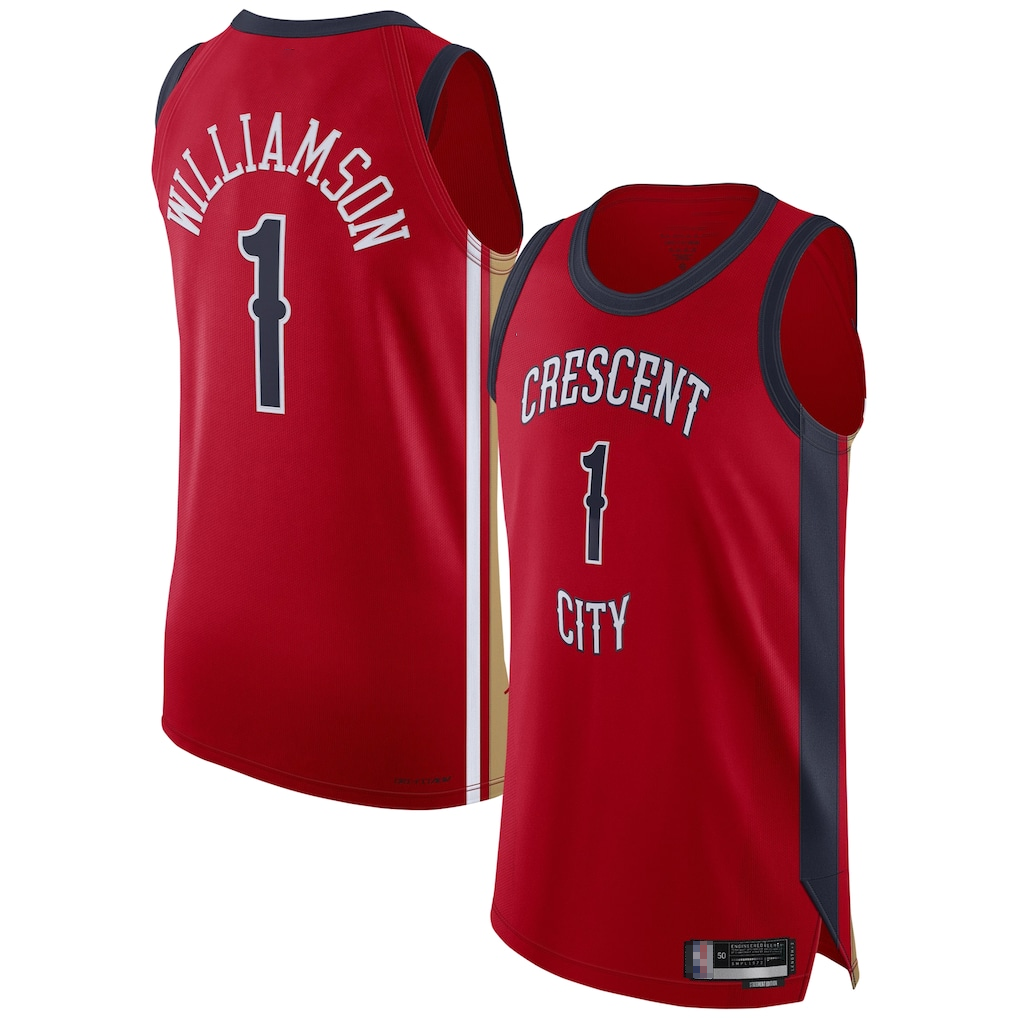 Punc NO.Pelicans #1 Zion Williamson Red Authentic Stitched Jerseys- Statement Edition