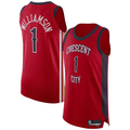 Punc NO.Pelicans #1 Zion Williamson Red Authentic Stitched Jerseys- Statement Edition