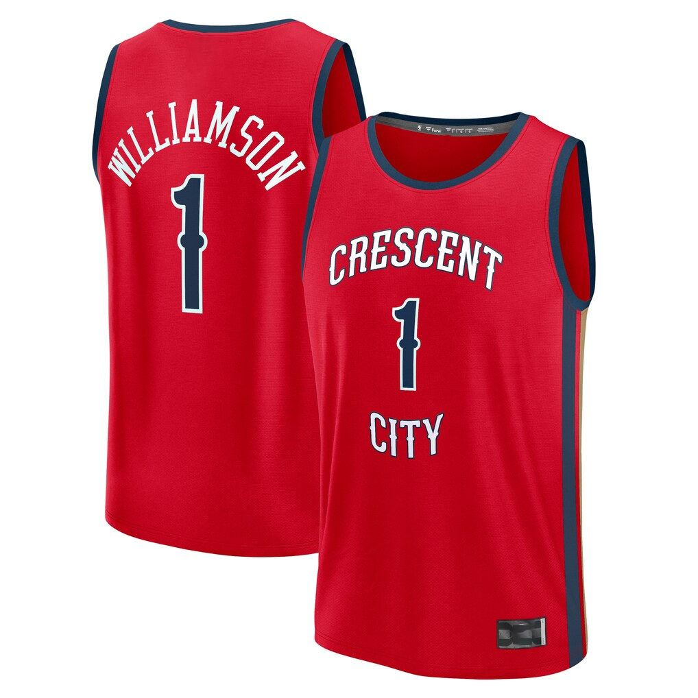 Punc NO.Pelicans #1 Zion Williamson Red Fast Break Replica Player Stitched Jerseys- Statement Edition