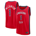 Punc NO.Pelicans #1 Zion Williamson Red Fast Break Replica Player Stitched Jerseys- Statement Edition