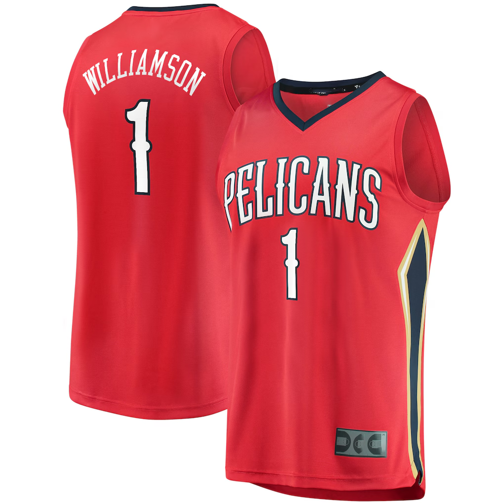 Punc NO.Pelicans #1 Zion Williamson Red Replica Fast Break Stitched Jerseys- Statement Edition