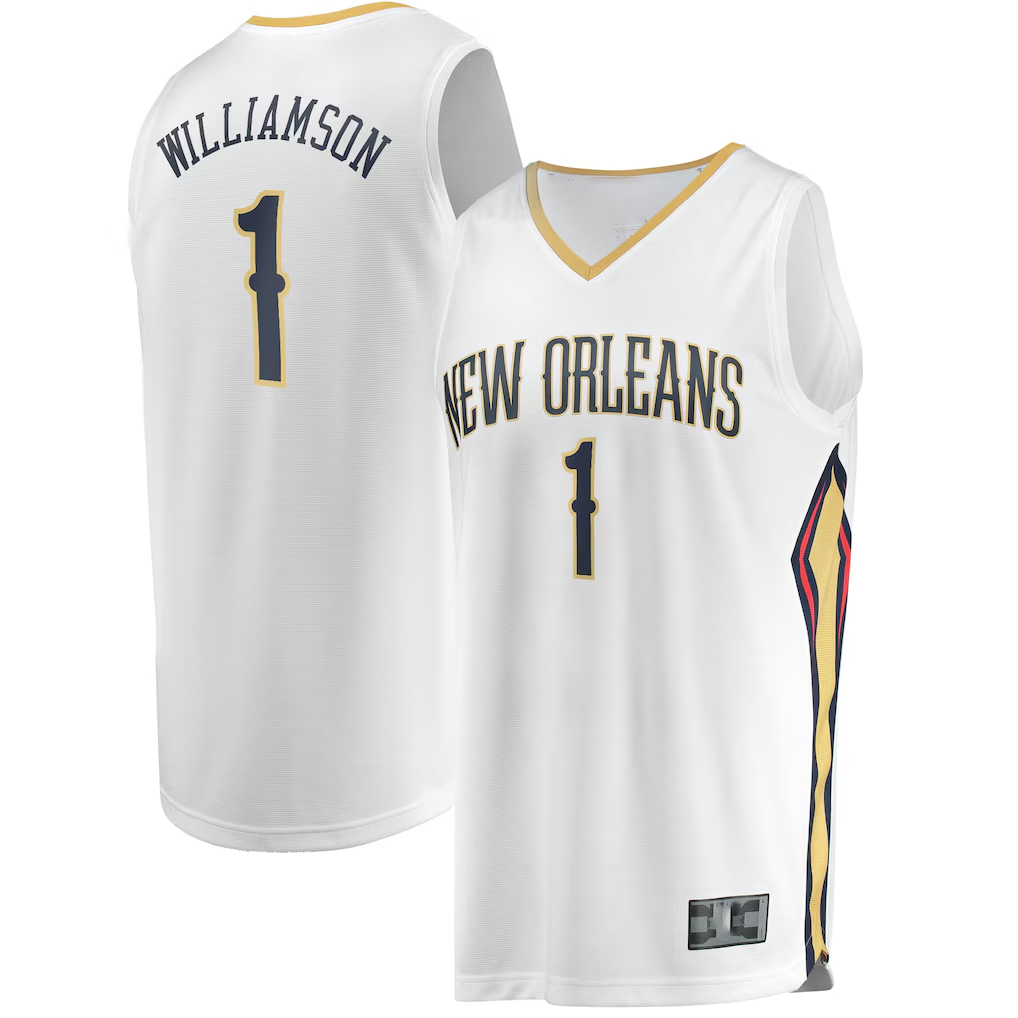 Punc NO.Pelicans #1 Zion Williamson White Replica Fast Break Stitched Jerseys- Association Edition