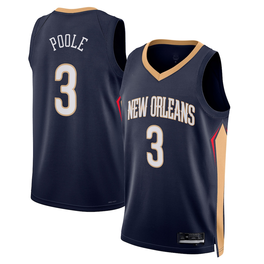 Punc NO.Pelicans #3 Jordan Poole Navy Swingman Stitched Jerseys- Icon Edition