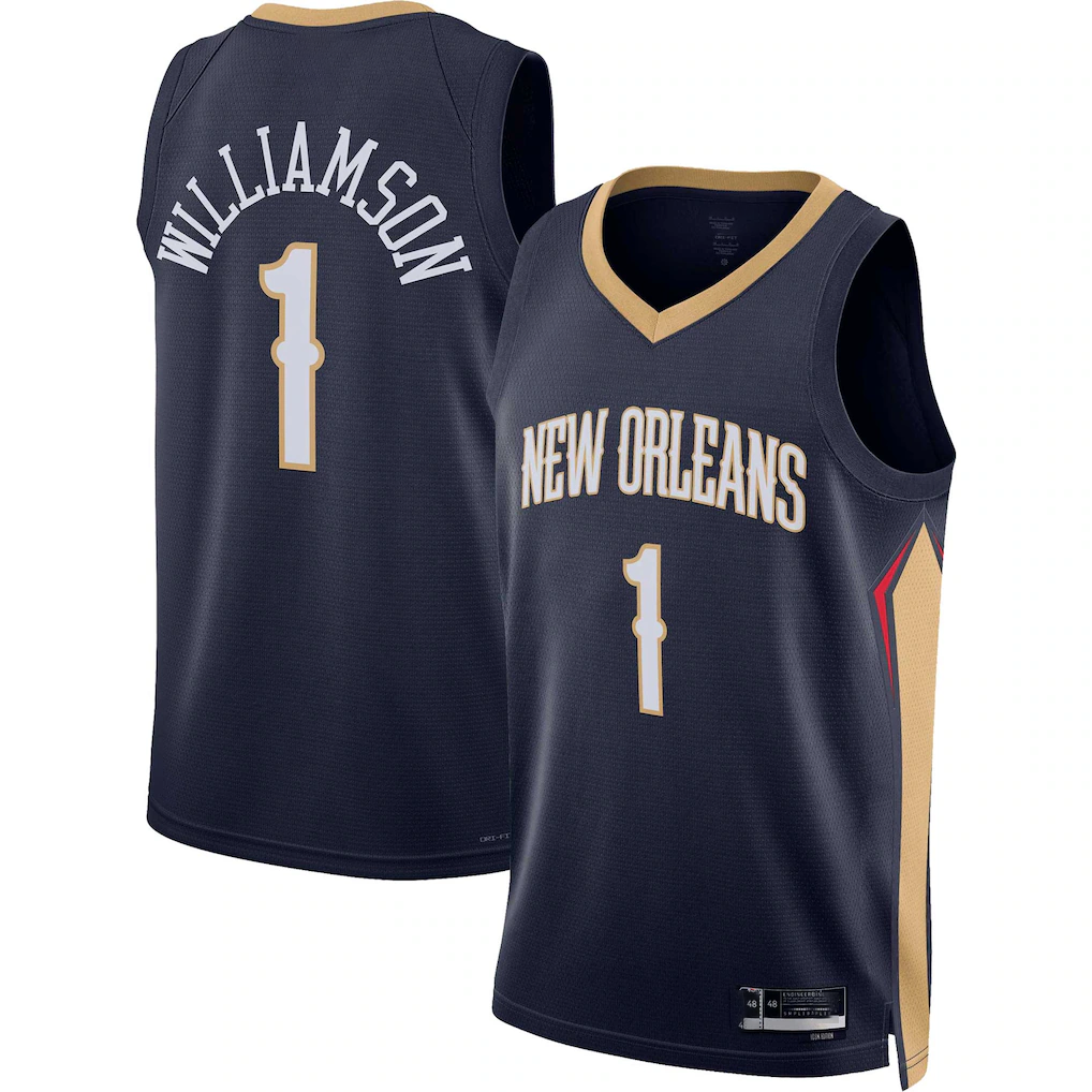 Punc NO.Pelicans #1 Zion Williamson Navy Swingman Stitched Jerseys- Icon Edition