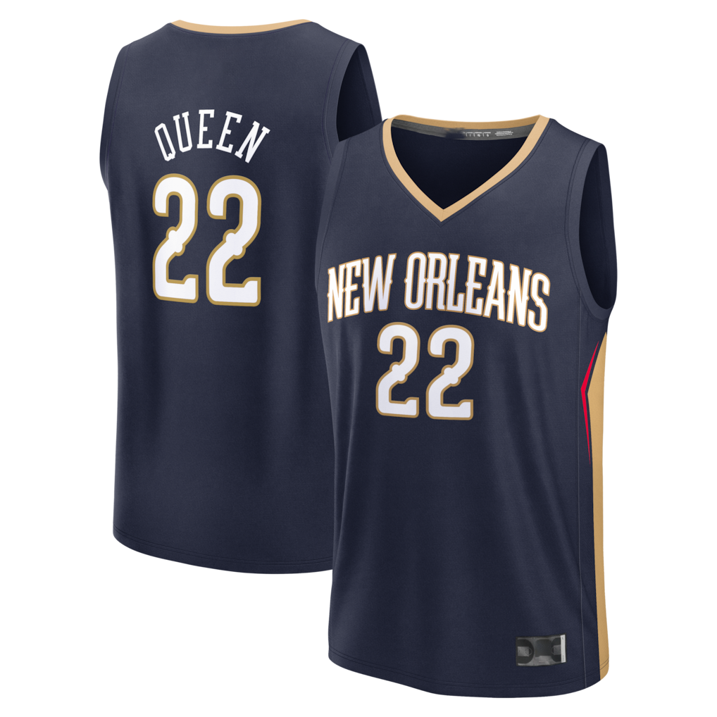 Punc NO.Pelicans #22 Derik Queen Navy Fast Break Replica Stitched Jerseys- Icon Edition