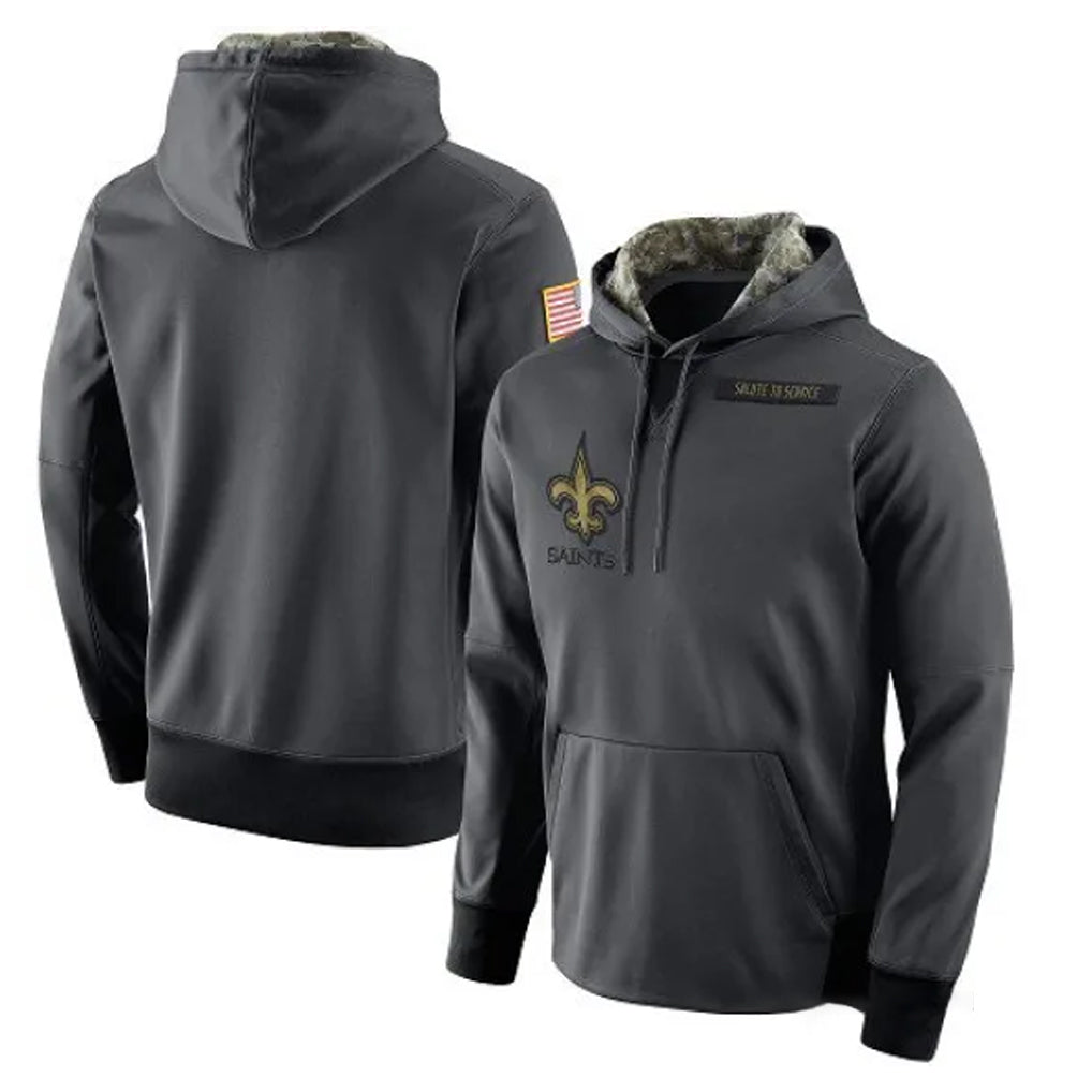Punc NO.Saints Gray Pullover Hoodies Limited Blank Player Stitched Jerseys