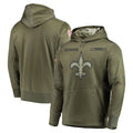 Punc NO.Saints Olive Salute to Service Pullover Hoodies Home Game Blank Player Stitched Jerseys