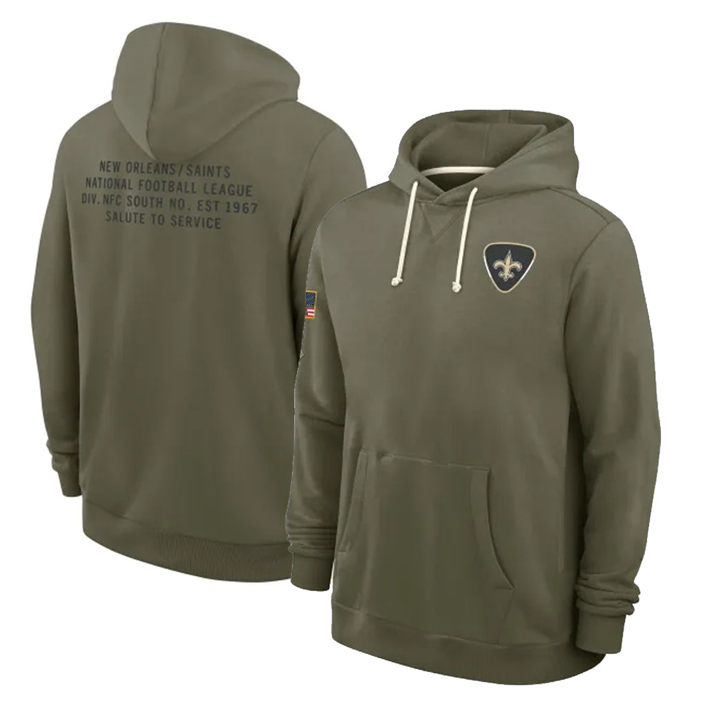 Punc NO.Saints Olive Salute to Service Pullover Hoodies Limited Blank Player Stitched Jerseys