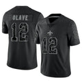 Punc NO.Saints #12 Chris Olave Player Black Limited Reflective Home Game Stitched Jerseys