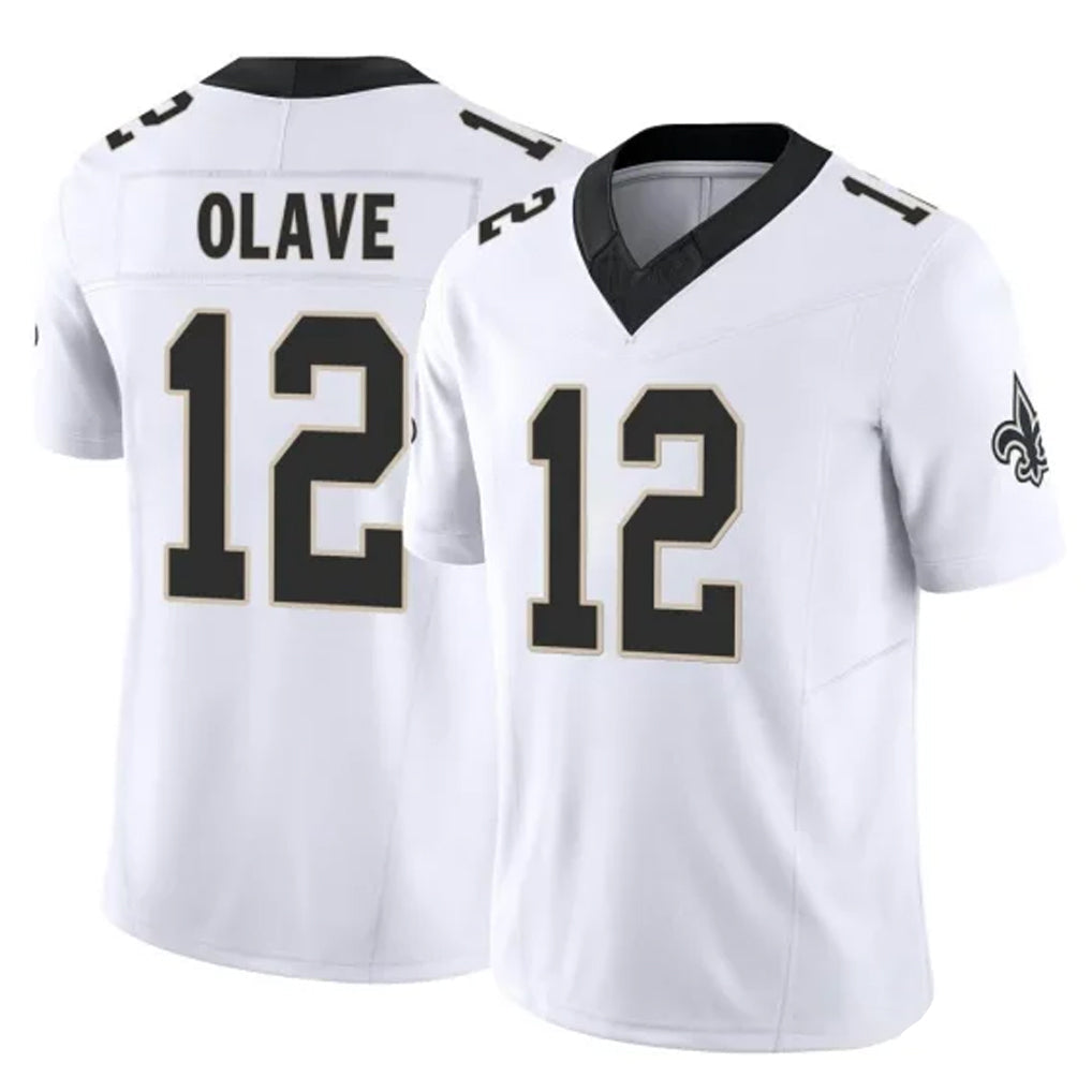 Punc NO.Saints #12 Chris Olave Player White Limited Vapor F.U.S.E. Home Game Stitched Jerseys