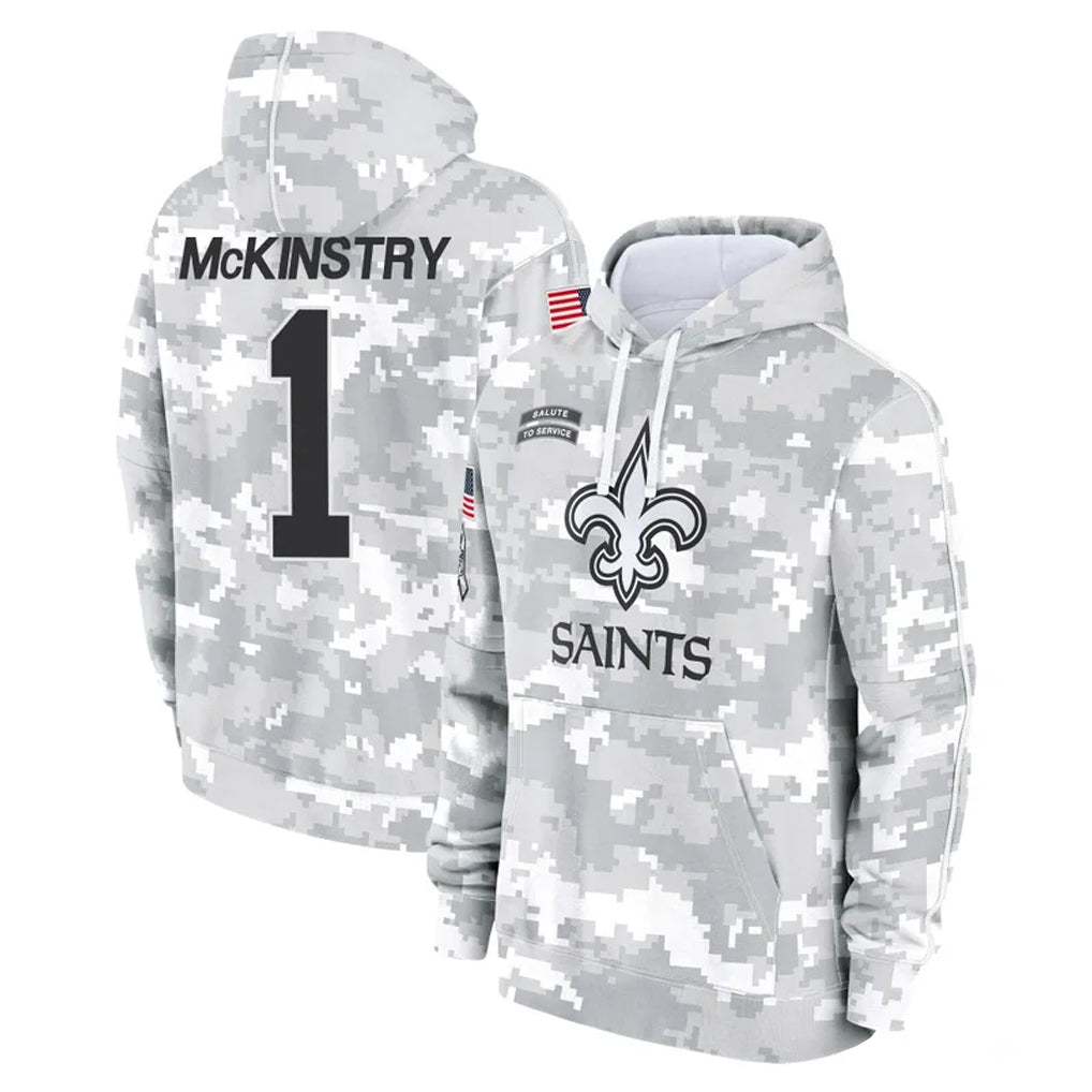 Punc NO.Saints #1 Kool-Aid McKinstry Player Arctic Camo Salute to Service Pullover Hoodies Limited Game Stitched Jerseys