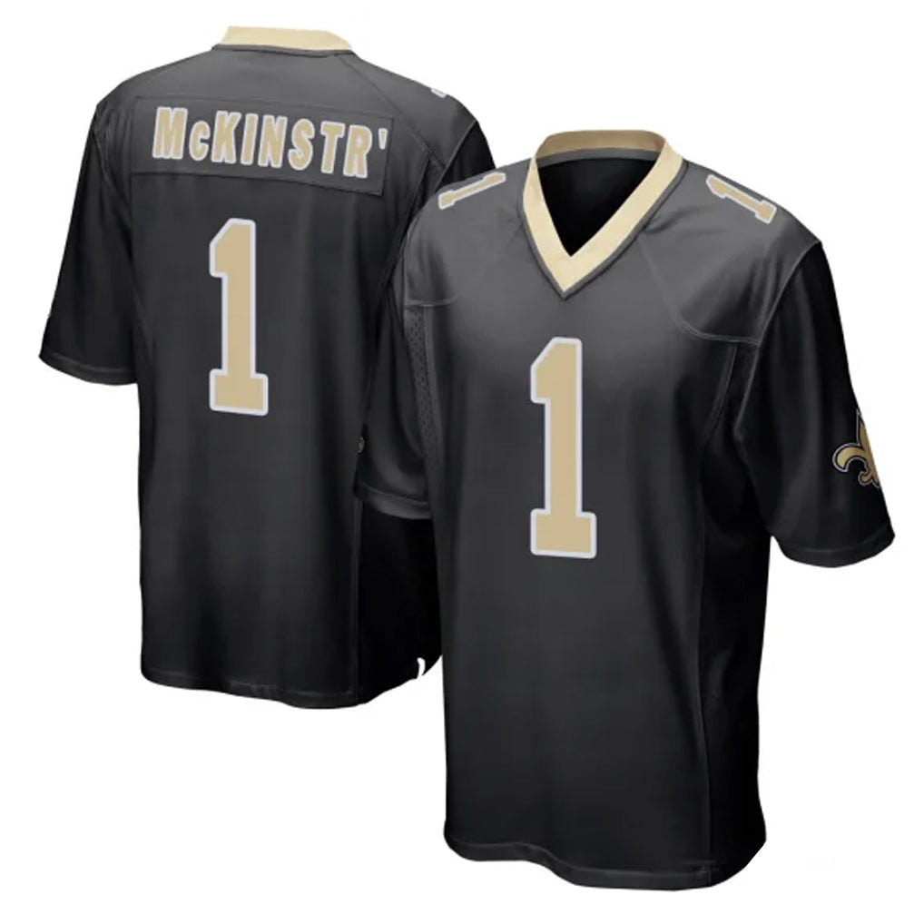 Punc NO.Saints #1 Kool-Aid McKinstry Player Black Home Game Stitched Jerseys