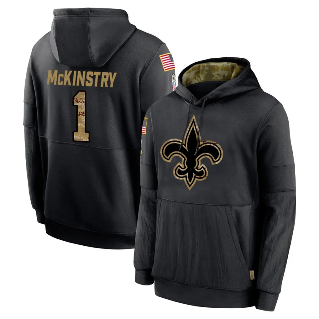 Punc NO.Saints #1 Kool-Aid McKinstry Player Black Salute to Service Hoodies Limited Game Stitched Jerseys