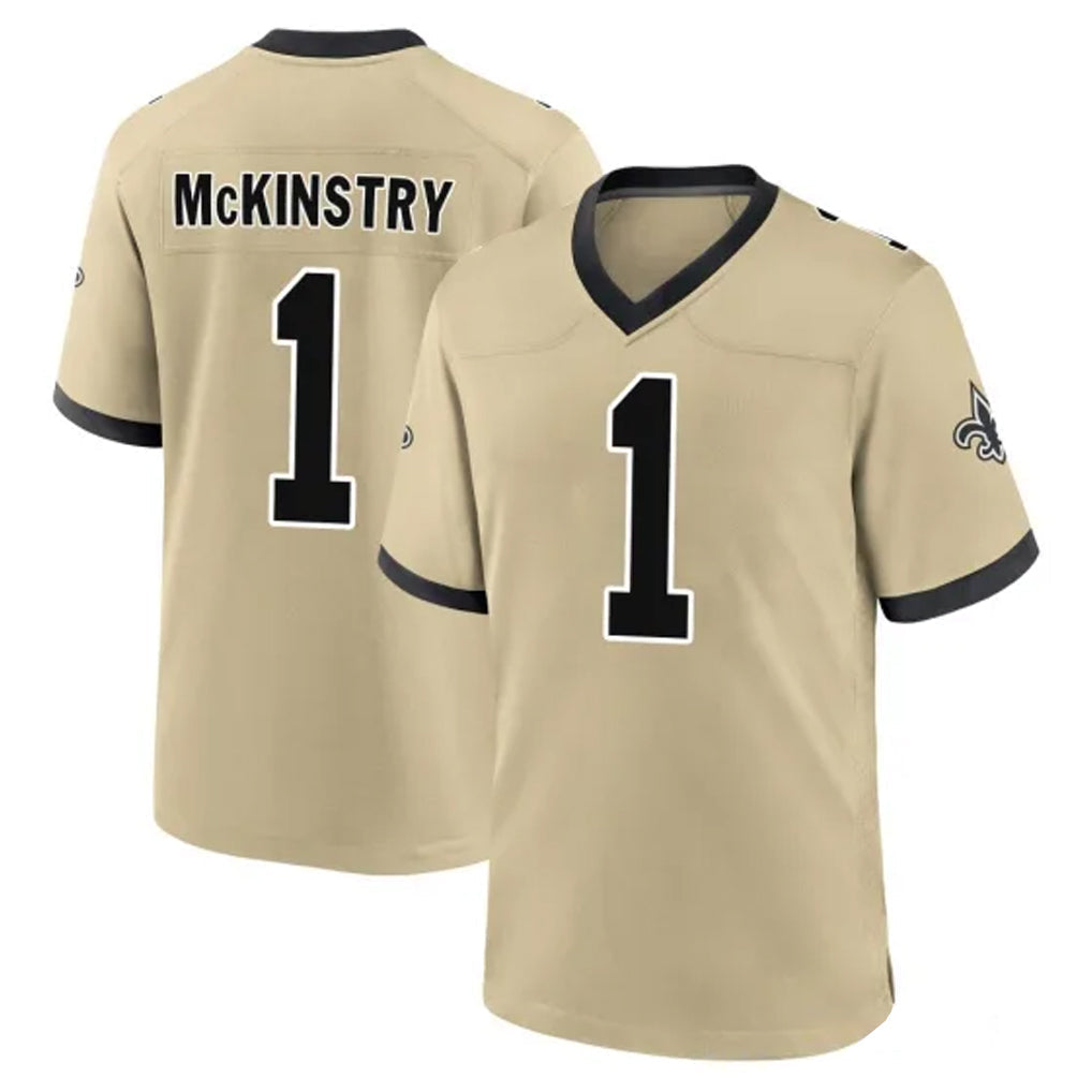 Punc NO.Saints #1 Kool-Aid McKinstry Player Gold Home Game Stitched Jerseys