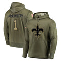 Punc NO.Saints #1 Kool-Aid McKinstry Player Olive Salute to Service Pullover Hoodies Home Game Stitched Jerseys