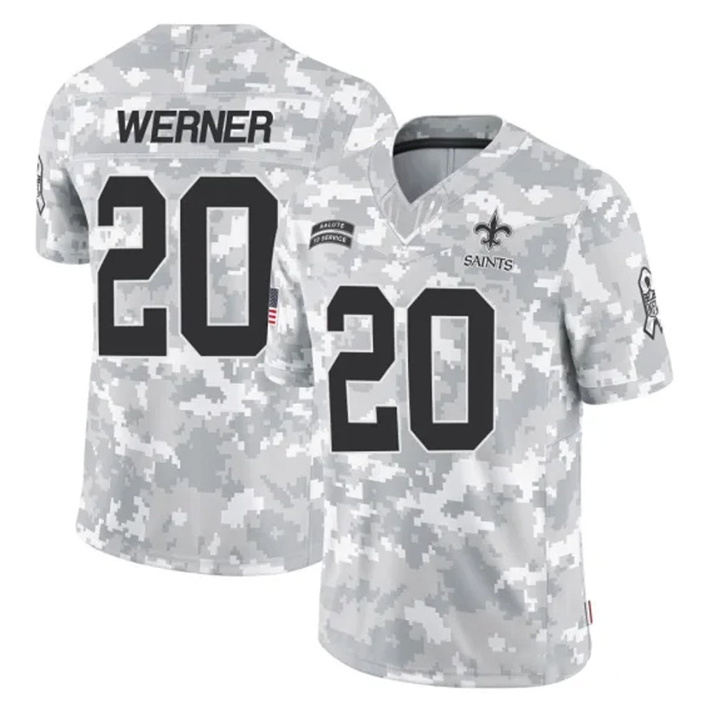 Punc NO.Saints #20 Pete Werner Player Arctic Camo Salute To Service Limited Game Stitched Jerseys