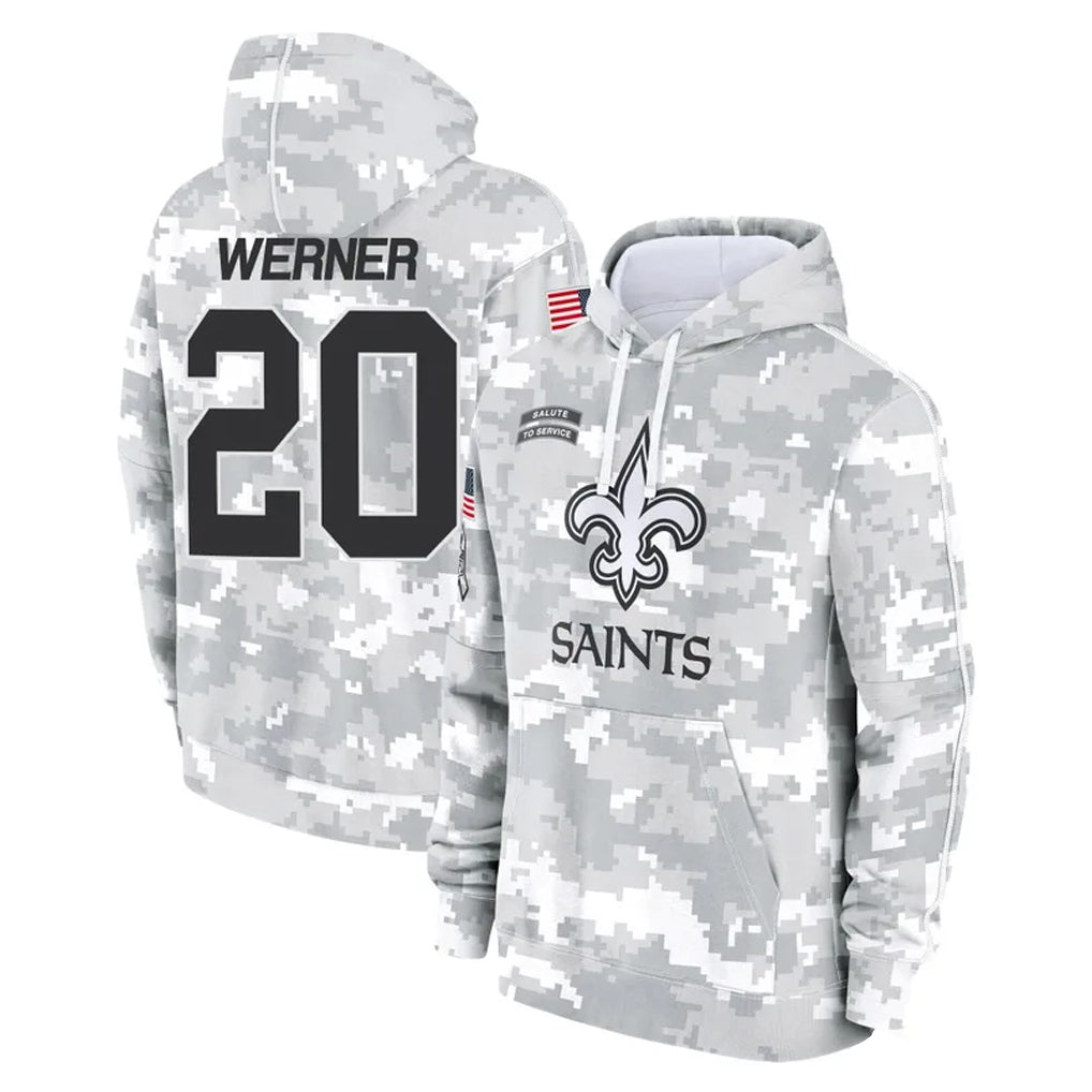 Punc NO.Saints #20 Pete Werner Player Arctic Camo Salute to Service Pullover Hoodies Limited Game Stitched Jerseys
