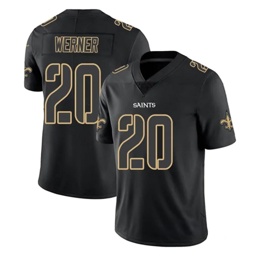 Punc NO.Saints #20 Pete Werner Player Black Impact Limited Home Game Stitched Jerseys